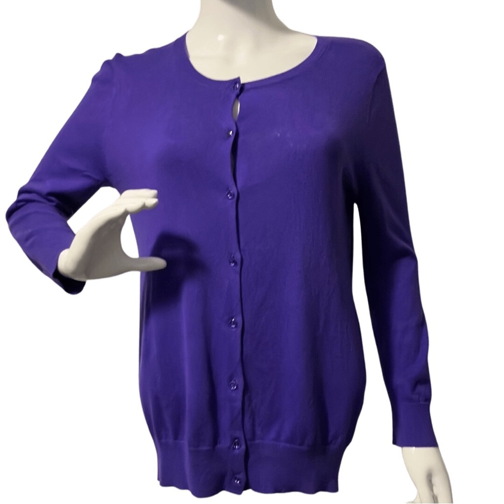 (010) Ann Taylor Loft Purple Sweater Cardigan Button Down